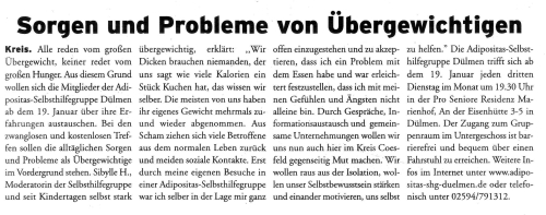 Artikel im Stadt Anzeiger 01 06.01.2010